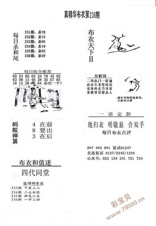 福彩3D，天下布衣的幸运之选福彩3d天下布衣字谜图